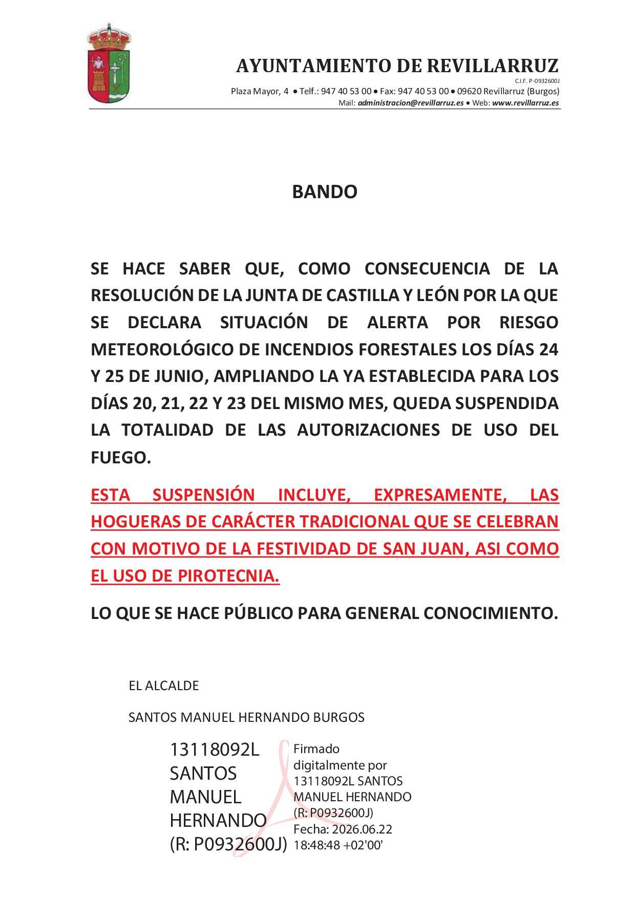 ALERTA POR RIESGO METEOROLÓGICO DE INCENDIOS FORESTALES