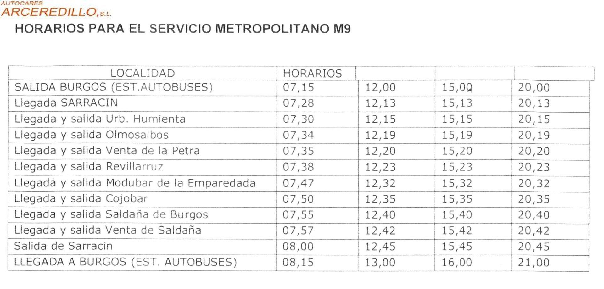 Horarios